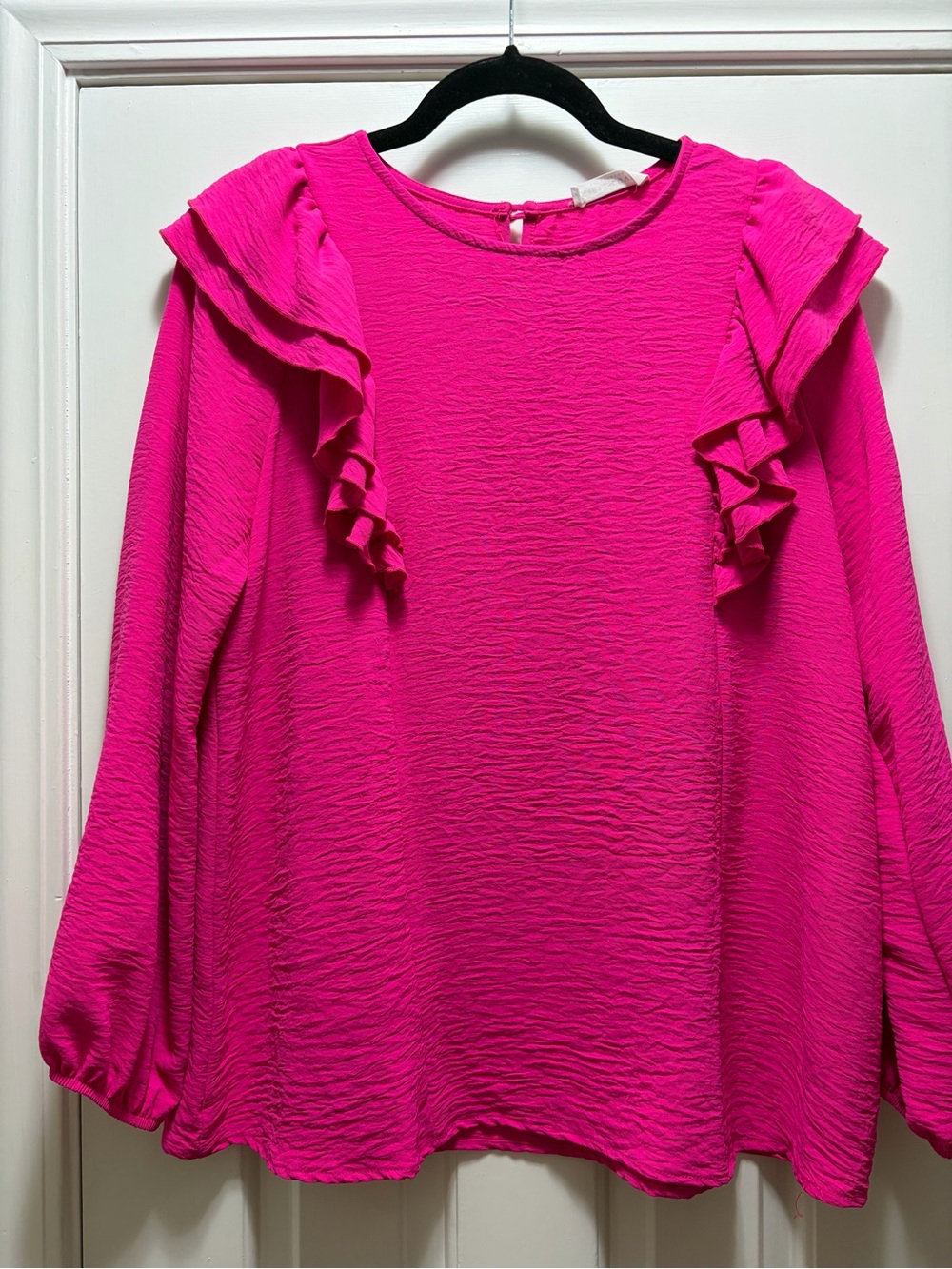First Love Hot Pink Top with Ruffle Detail Size Small